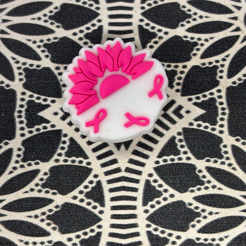 Pink Ribbon Awareness Shoe Charm / Jibbit